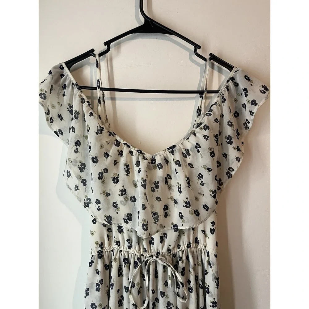 Abercrombie & Fitch Floral Faux Wrap‎ Maxi Dress White Blue Size Small